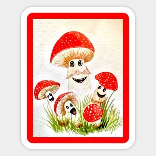 Mushroom family Sticker